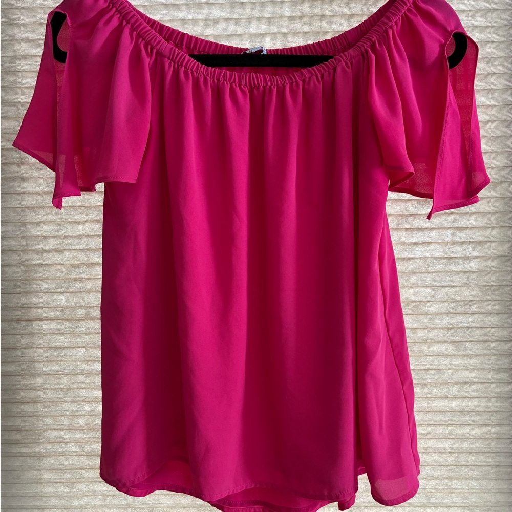 Naked Zebra Vibrant Pink Off-Shoulder Blouse